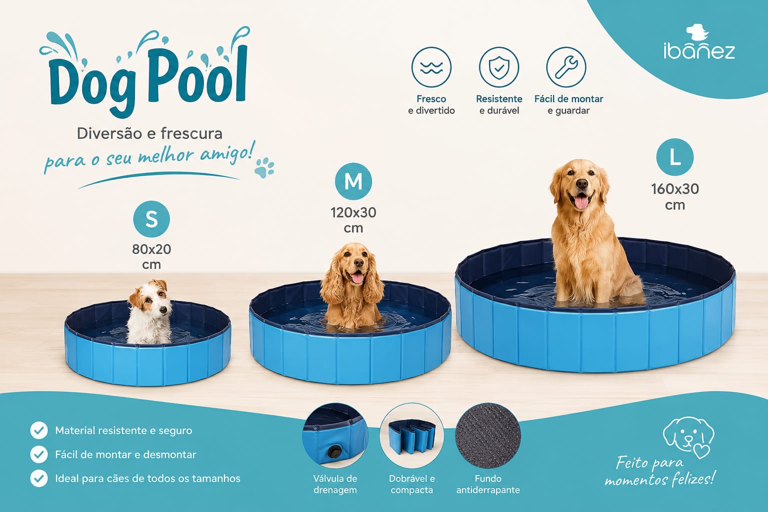 Piscina Dobrável para Cães