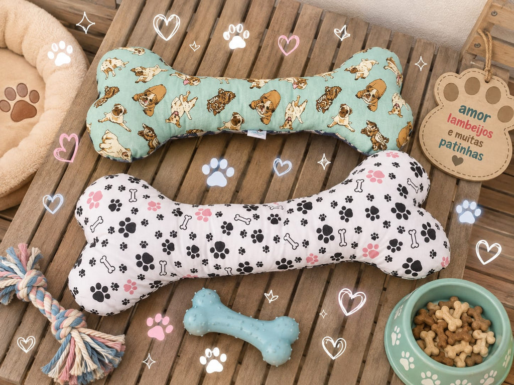 Almofada osso grande artesanal para cães - frente