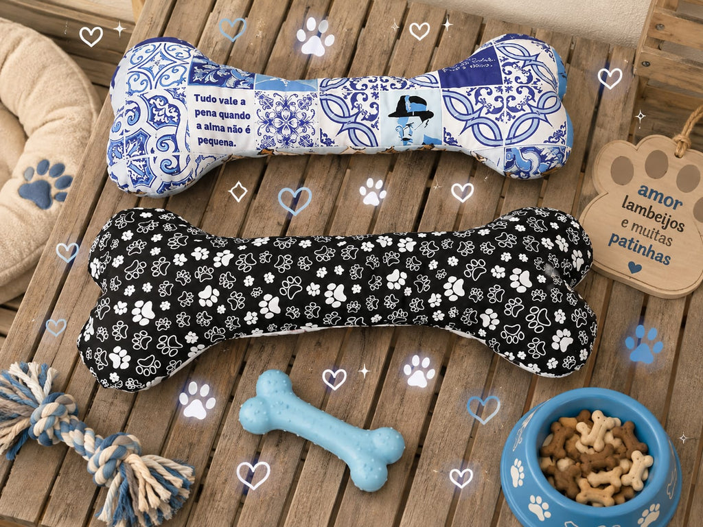 Almofada osso grande artesanal para cães - verso