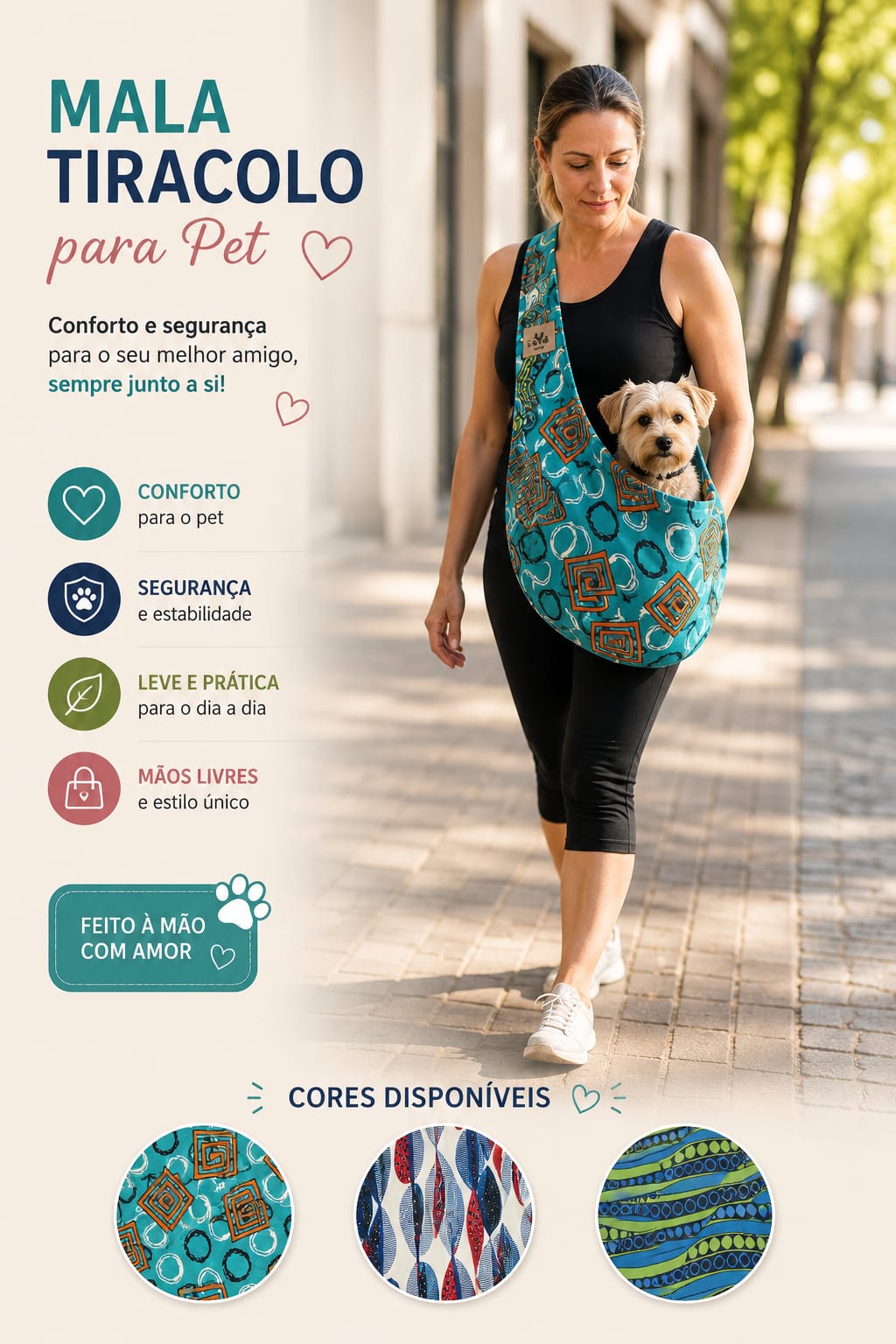 Bolsa Tiracolo Sling para Cães Pequenos