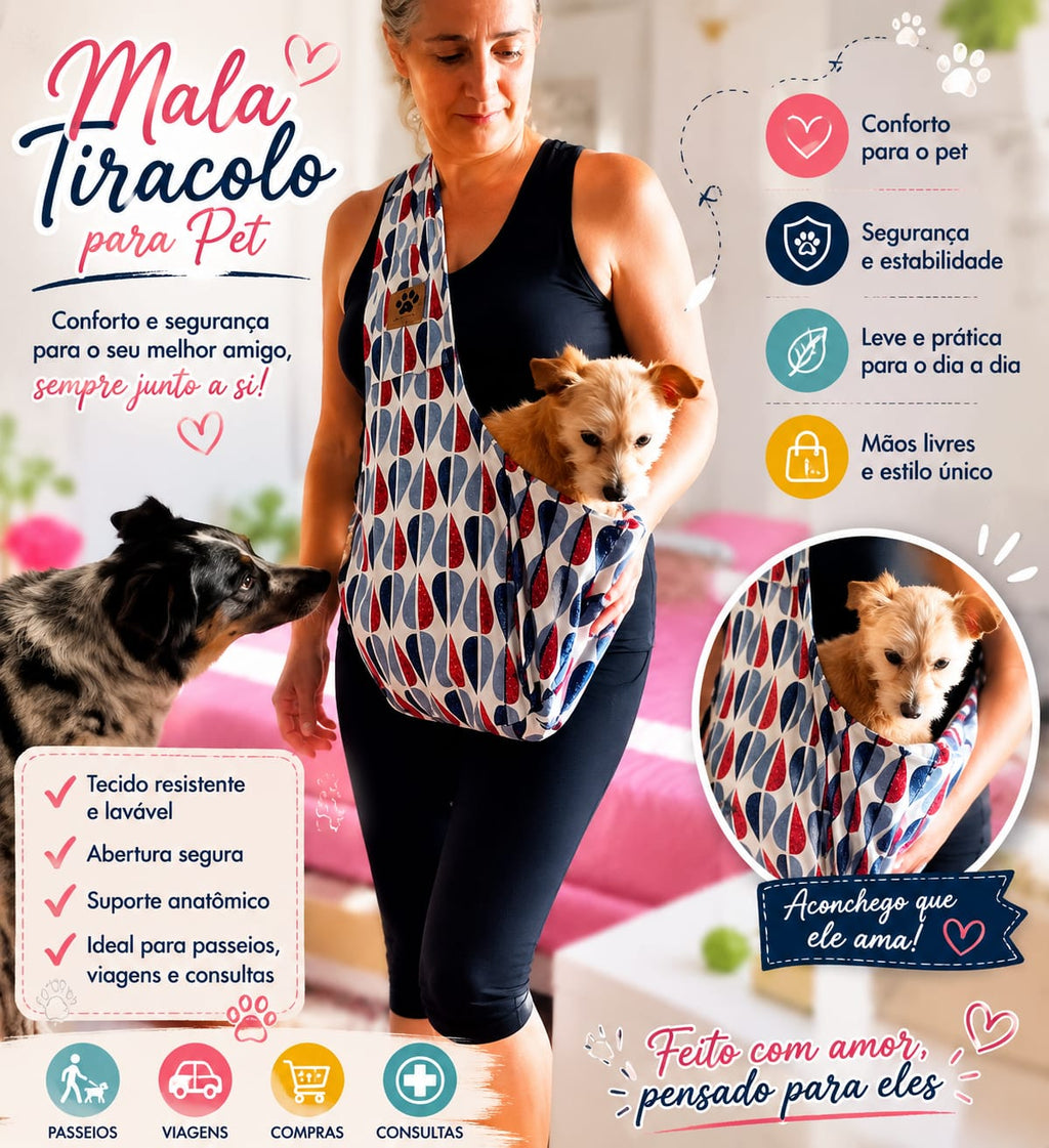 Bolsa Tiracolo Sling para Cães Pequenos